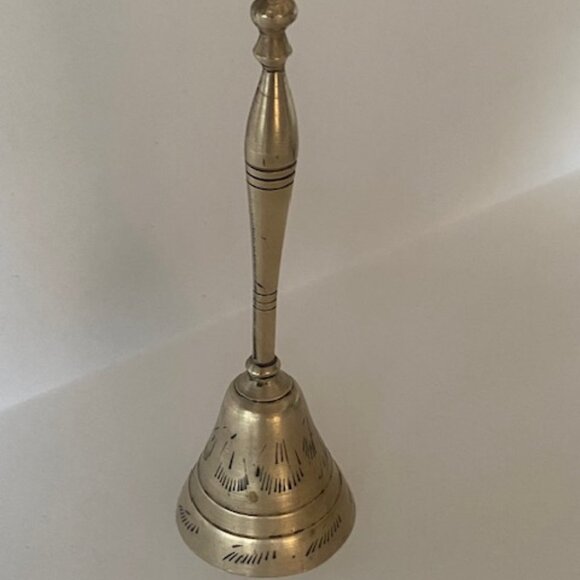 Vintage Brass Bell Etched. 6 Inch. Great tone - Picture 2 of 7